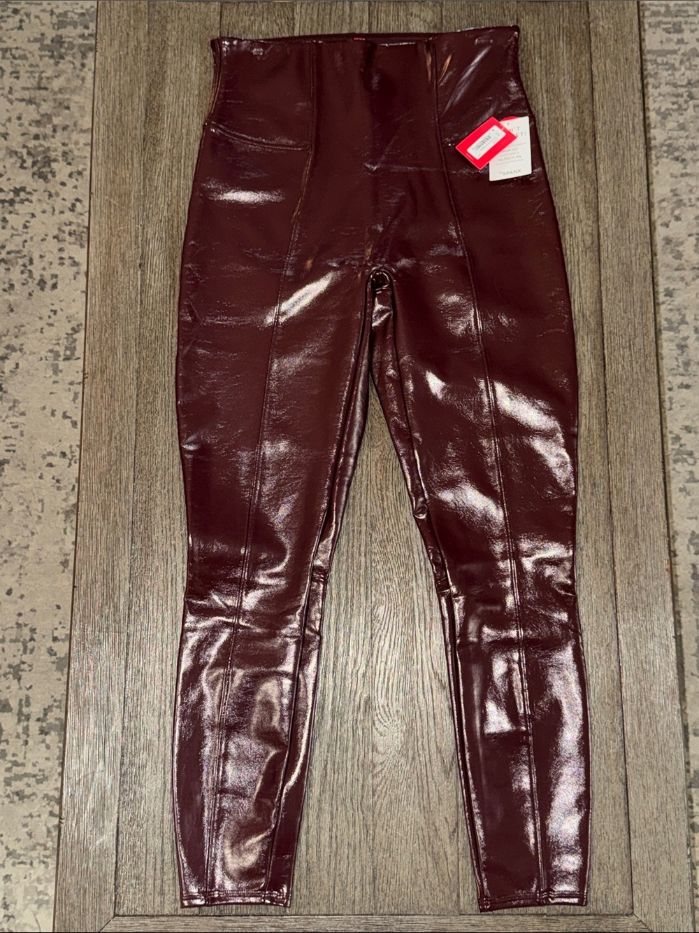 Spanx Faux Patent Leather Legging Pants Ruby